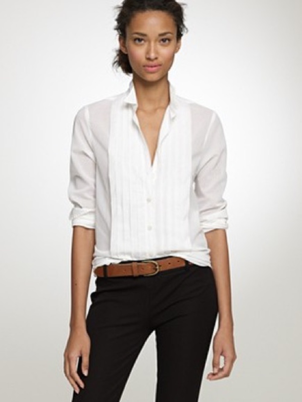 J.Crew Thomas Mason White Tuxedo Pintuck Shirt Blouse Size S - Picture 6 of 6